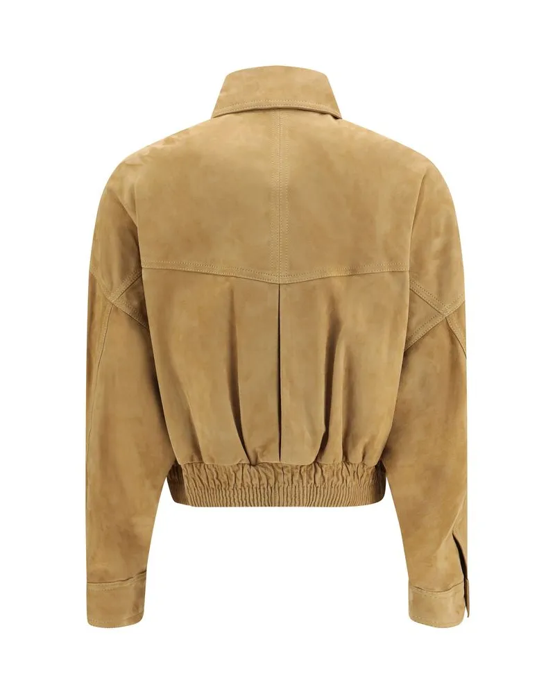 Versace Lamb Leather Blouson Jacket — Beige Beige