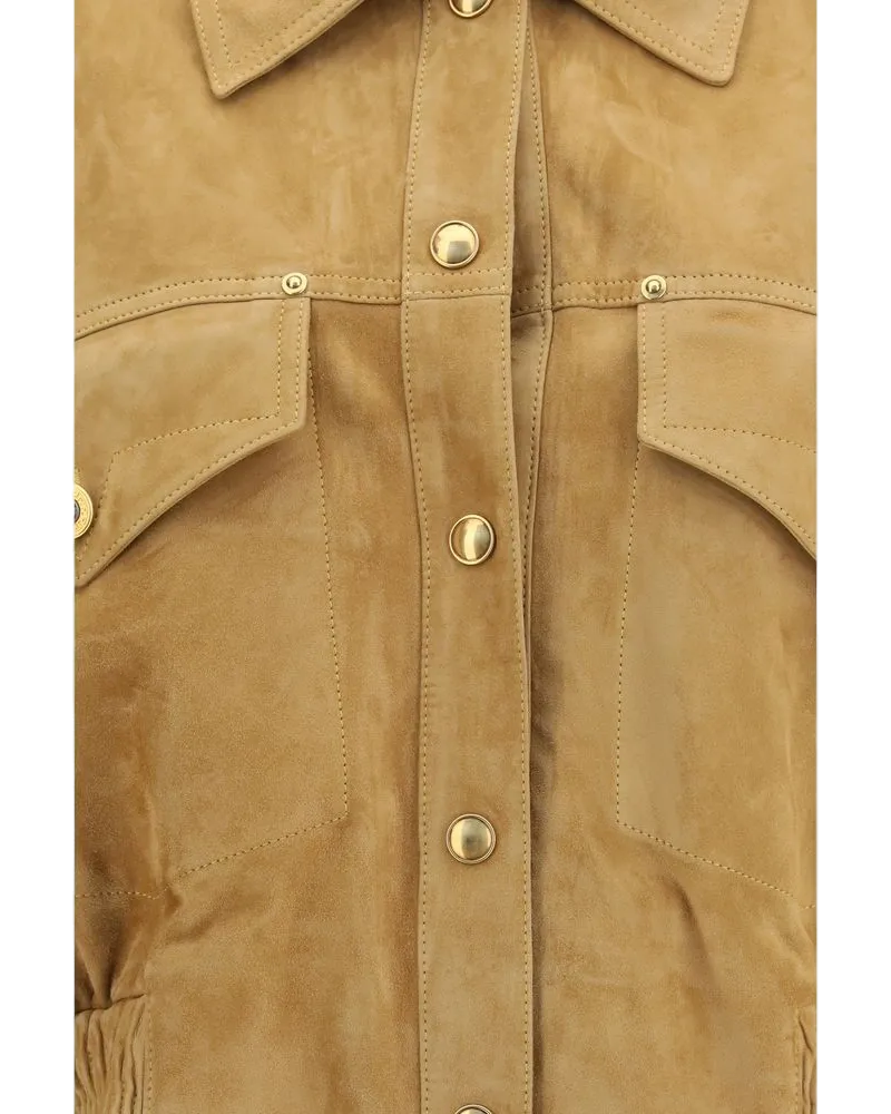 Versace Lamb Leather Blouson Jacket — Beige Beige