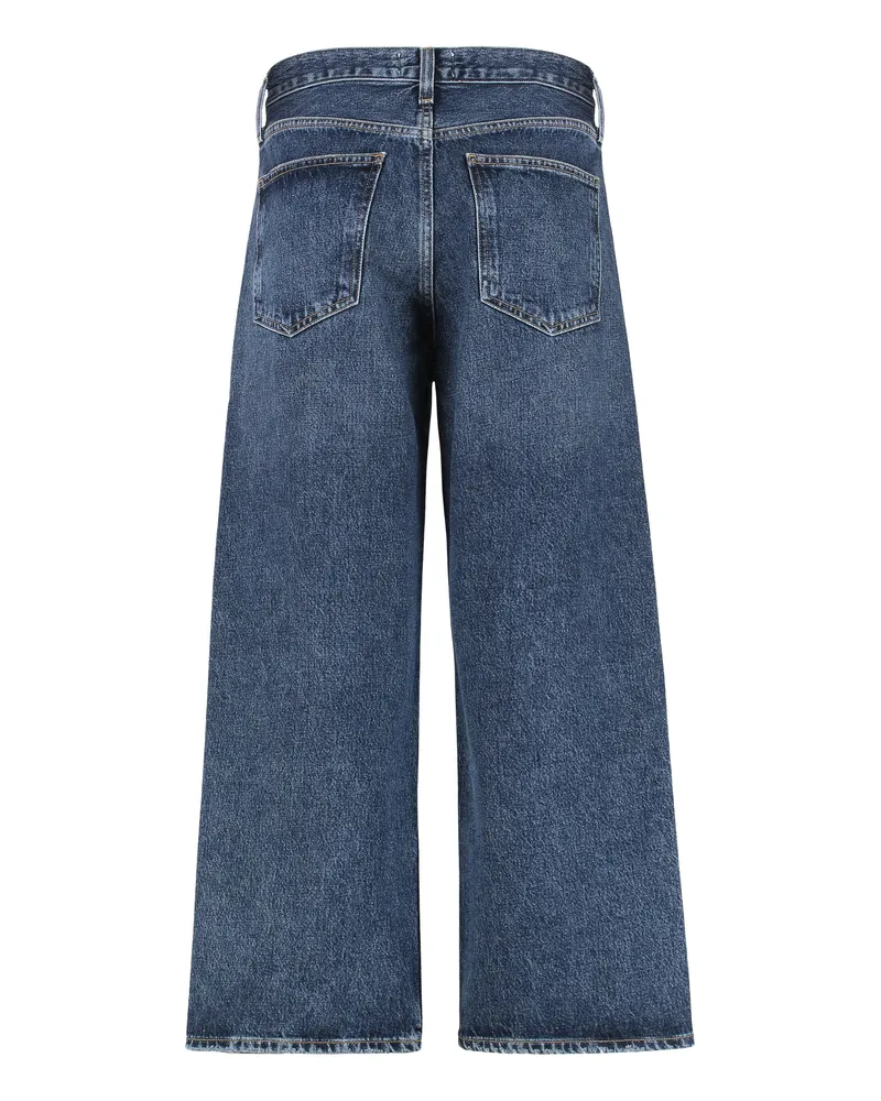 AGOLDE Women's Cropped Denim Jeans With Engraved Logo Cotton Blue