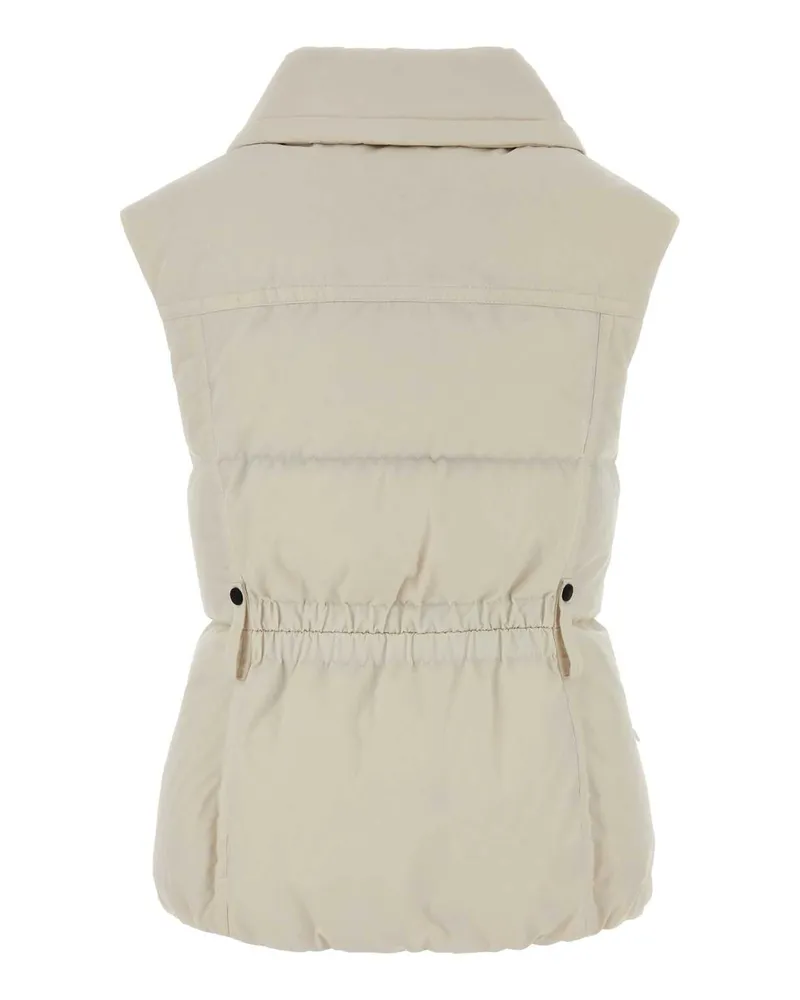 Moncler Women's Ivory Polyester Sleeveless Hallaine Down Jacket 02b Piumini Beige