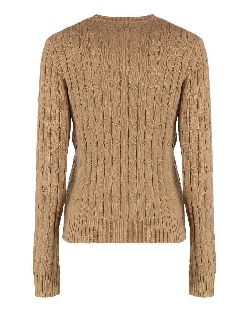 Ralph Lauren Women's Cable Knit Sweater With Long Sleeves Beige Cotton Beige