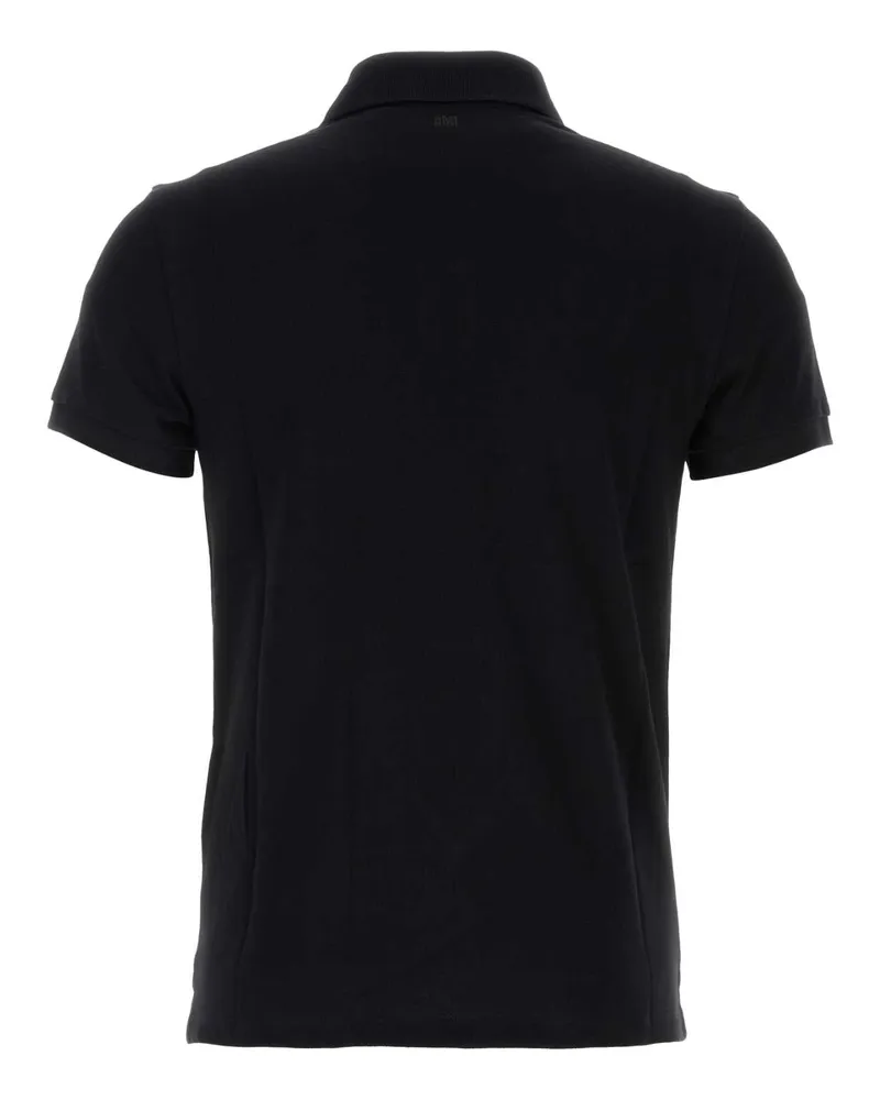AMI Paris Piquet Cotton Polo Shirt — Black Black