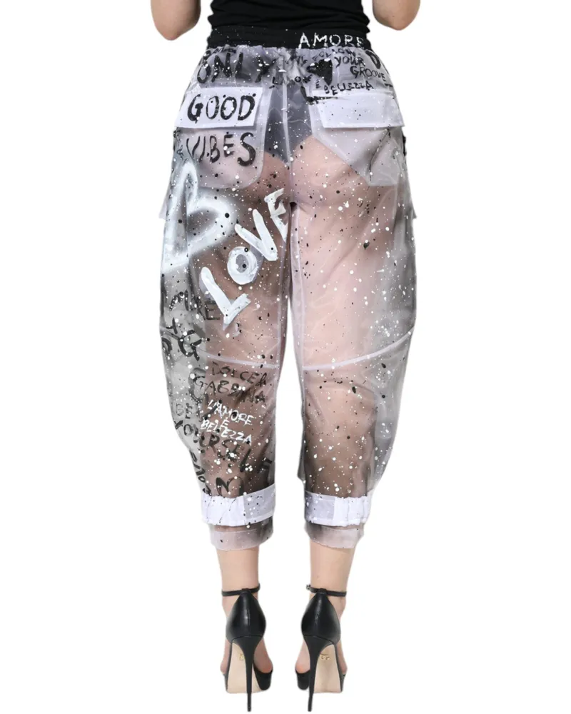 Dolce & Gabbana Logo-Print Nylon Cargo Pants — White White