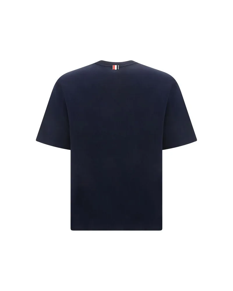 Thom Browne Men's Blue Cotton T-Shirt Navy
