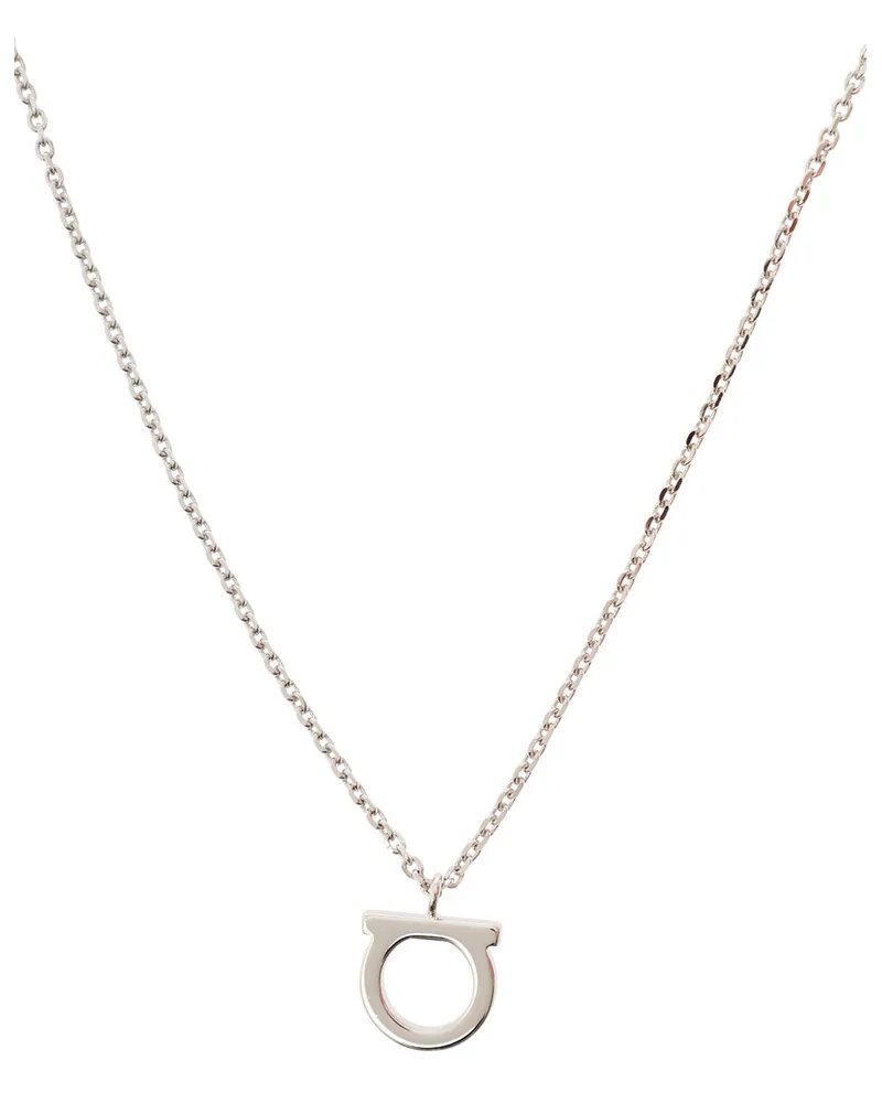 Ferragamo Women's Necklace Gancini Silver-Coloured Brass Metallic Necklaces Silver