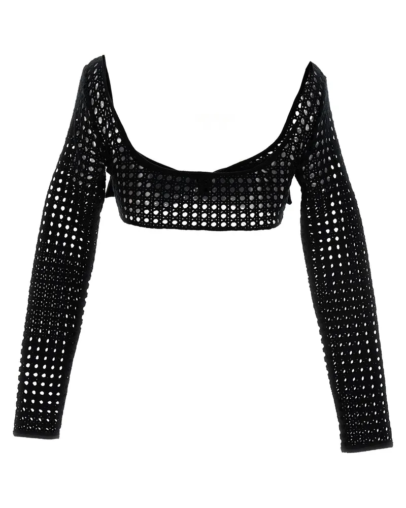 Giambattista Valli Macramé Bow Blouse — Black Black