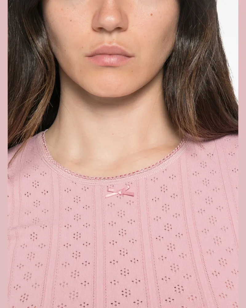 032c Pointelle Crew-Neck T-Shirt — Pink Pink