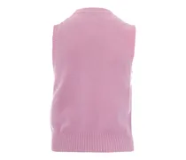 Strawberry-Print Wool Tank Top — Pink