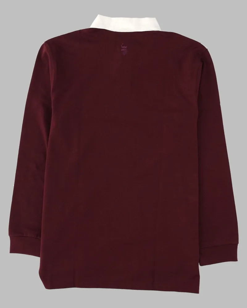 Wales Bonner Diagonal Stripe Cotton Jersey Polo — Burgundy Burgundy