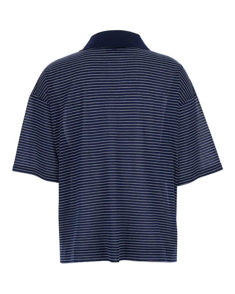 AMI Paris Women's Polo Striped Boxy Fit Blue Cotton T-Shirts & Jerseys Navy