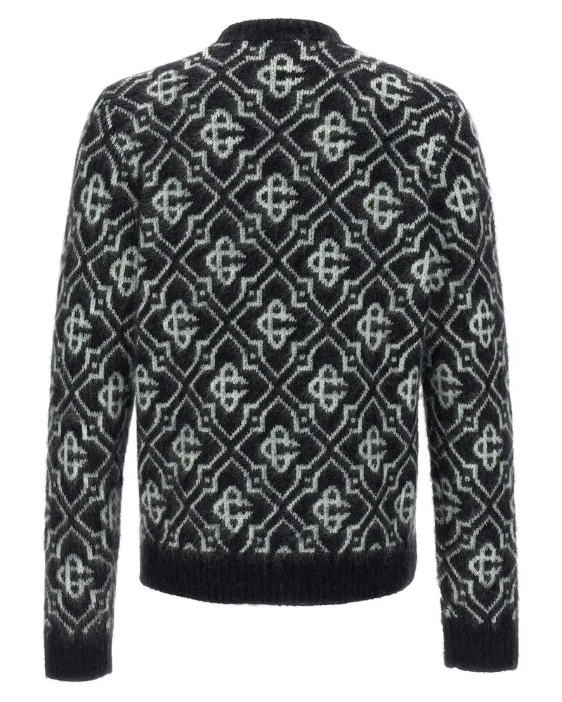Casablanca Paris Monogram Jacquard Mohair Sweater — Black Black