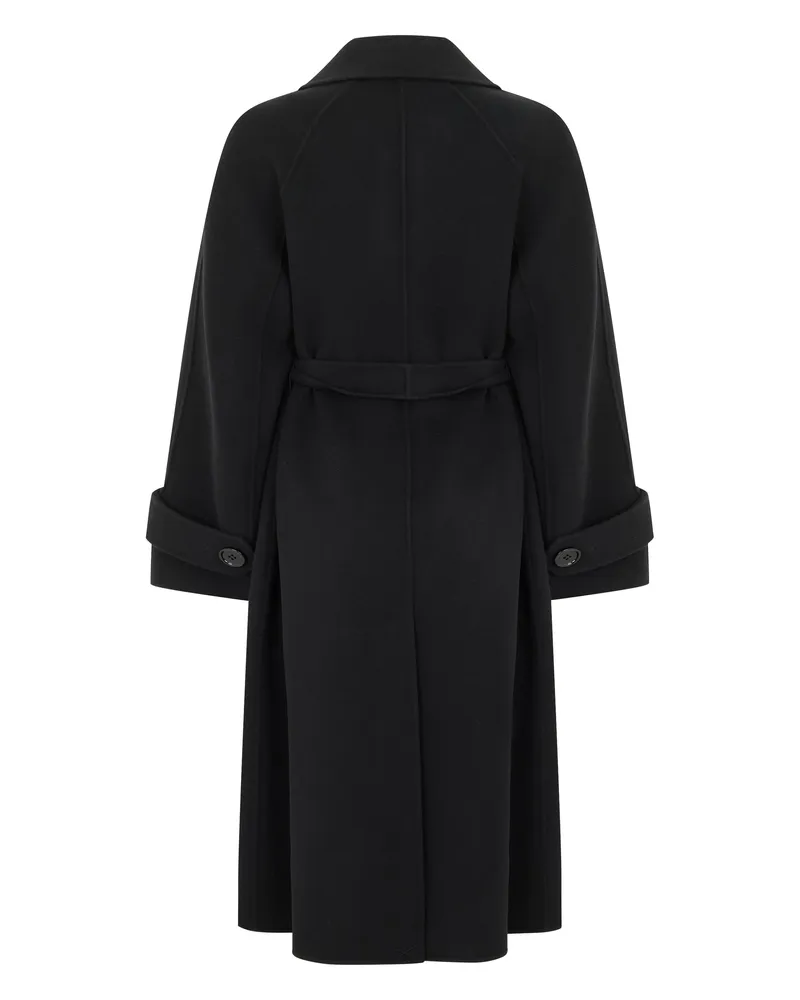 Max Mara Women's Long Wool Coat Samanta Black Virgin Black