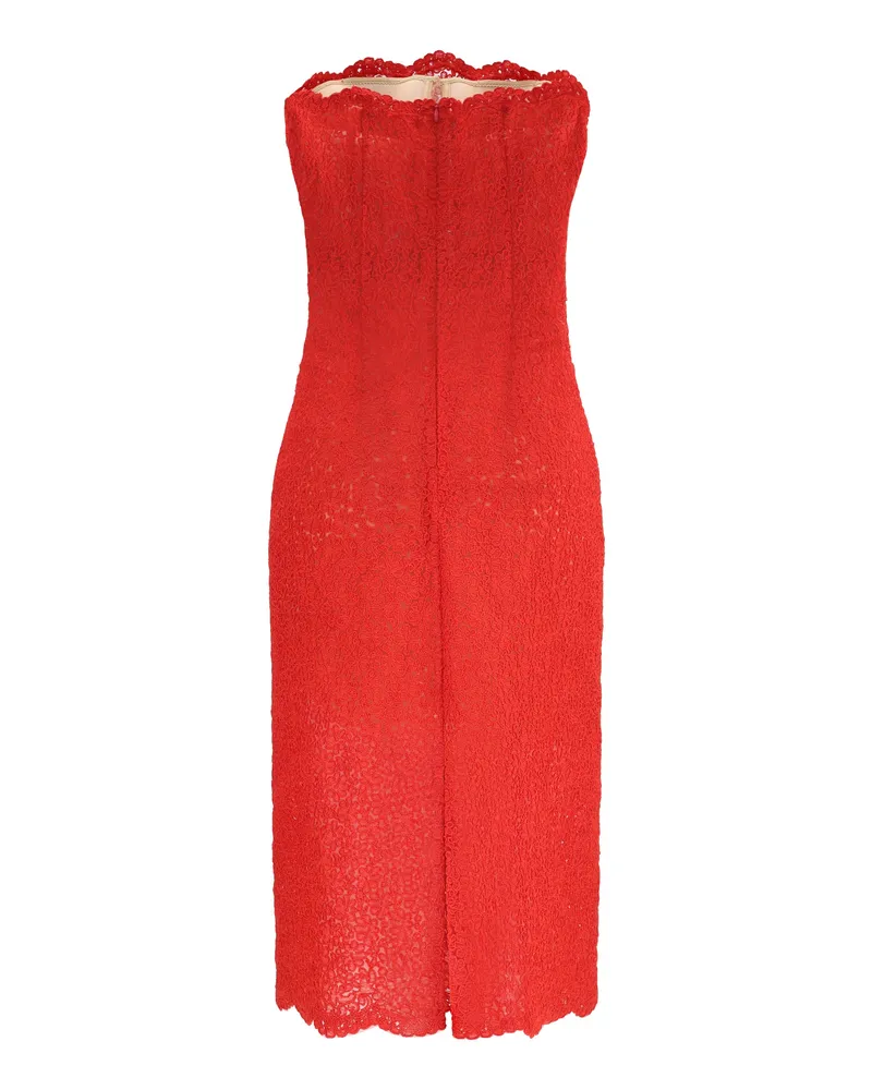 Ermanno Scervino Women's Strapless Midi Lace Dress High Risk Red Red