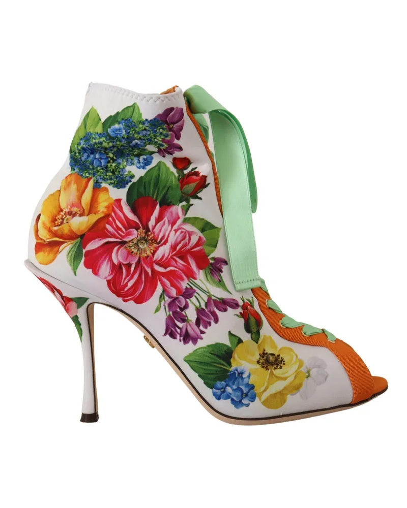 Dolce & Gabbana Women's White Jersey Stretch Boots Open Toes Heels Shoes Elastane White