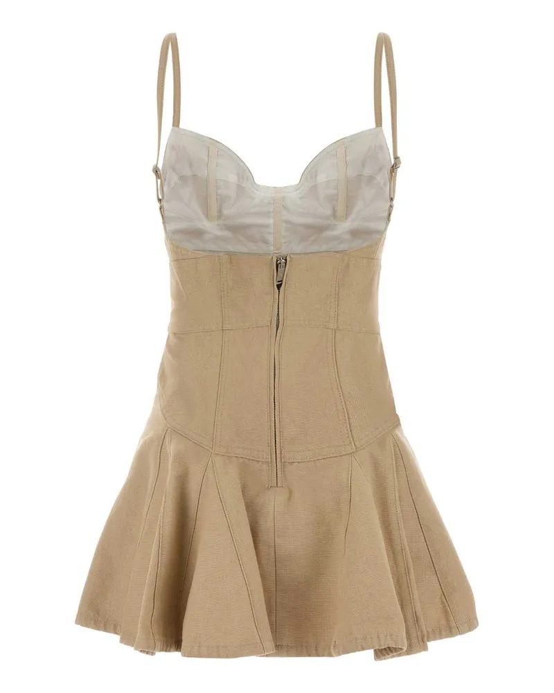 Dsquared2 Women's Sand Denim Mini Dress Beige Exterior: Cotton Abiti Beige