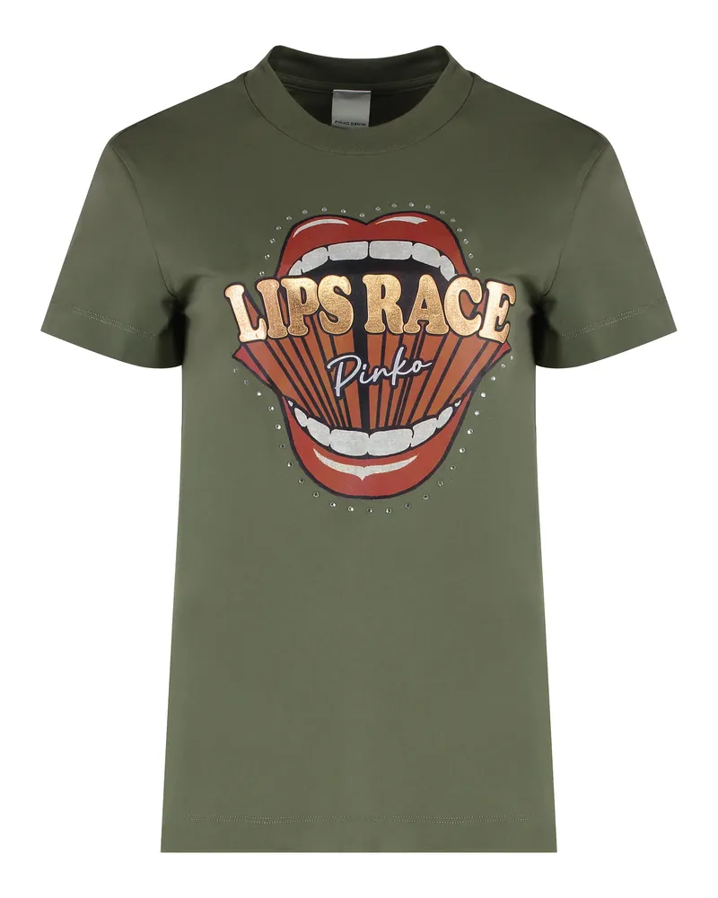 Pinko Lips Race Graphic T-Shirt — Green Green