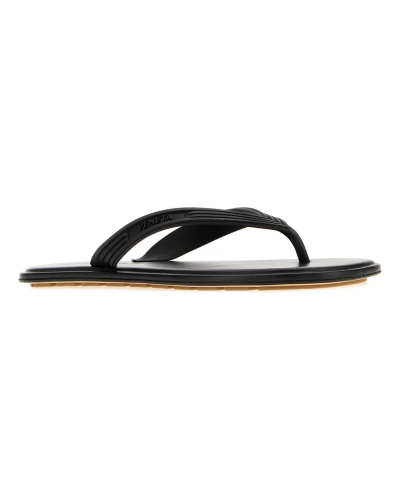 Bottega Veneta Men's Thong Sandal Black Rubber Flats Black