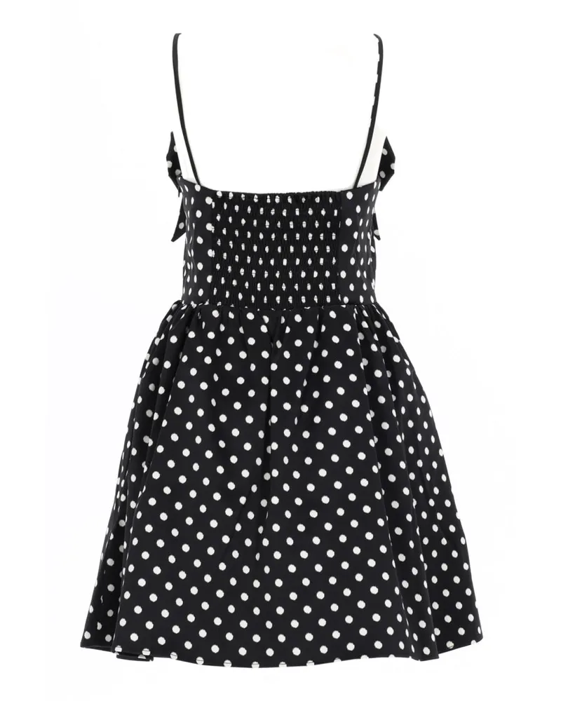 Ganni Polka Dot Recycled Polyester Mini Dress — Black Black