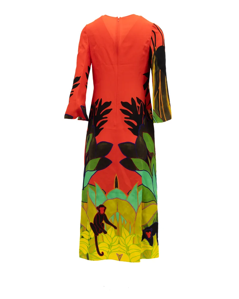 Valentino Garavani Tropical Floral Print Dress — Red Red