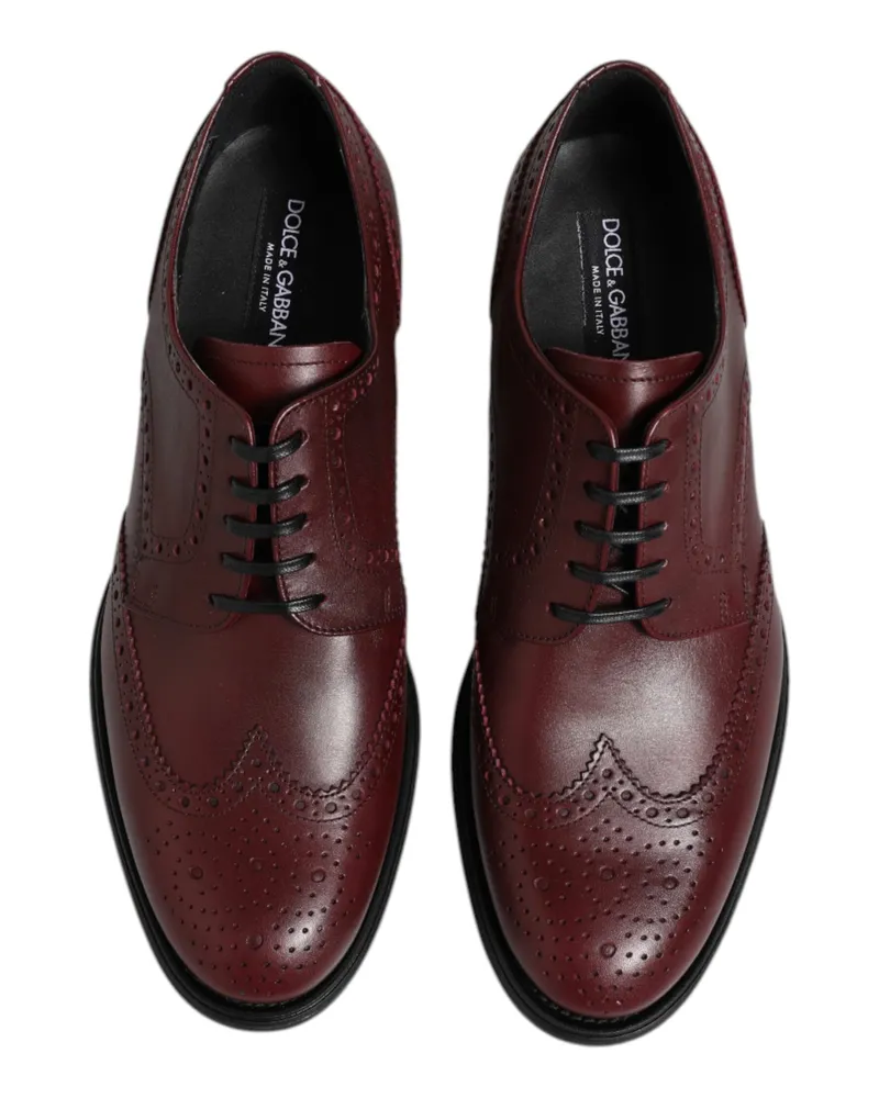 Dolce & Gabbana Men's Brown Leather Lace Up Derby Dress Shoes Brown