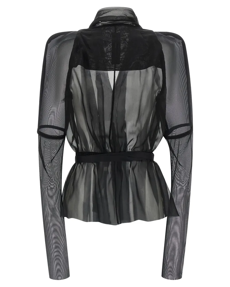 Rick Owens Women's Black Silk Full-Length Jacket Clothing Black