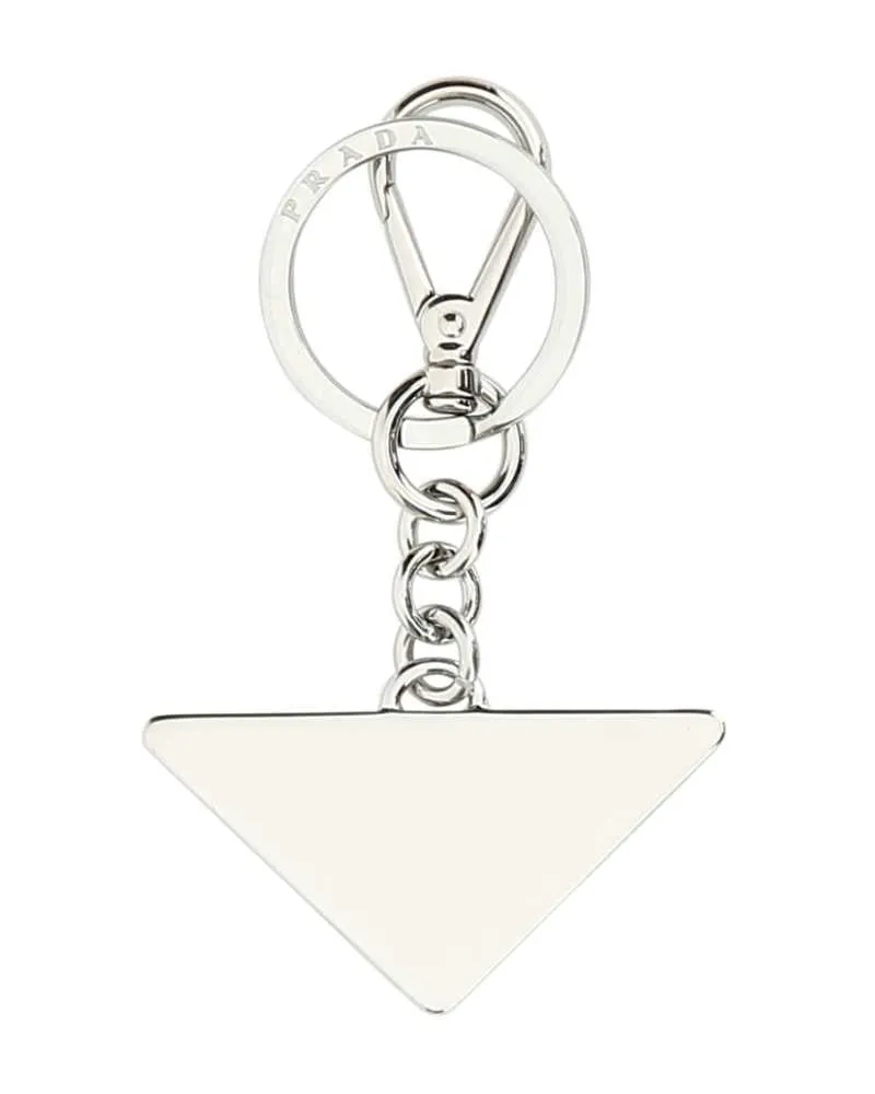Prada Men's Black Metal Key Ring F0002 Acciaio-Ottone Portachiavi Keychains Black