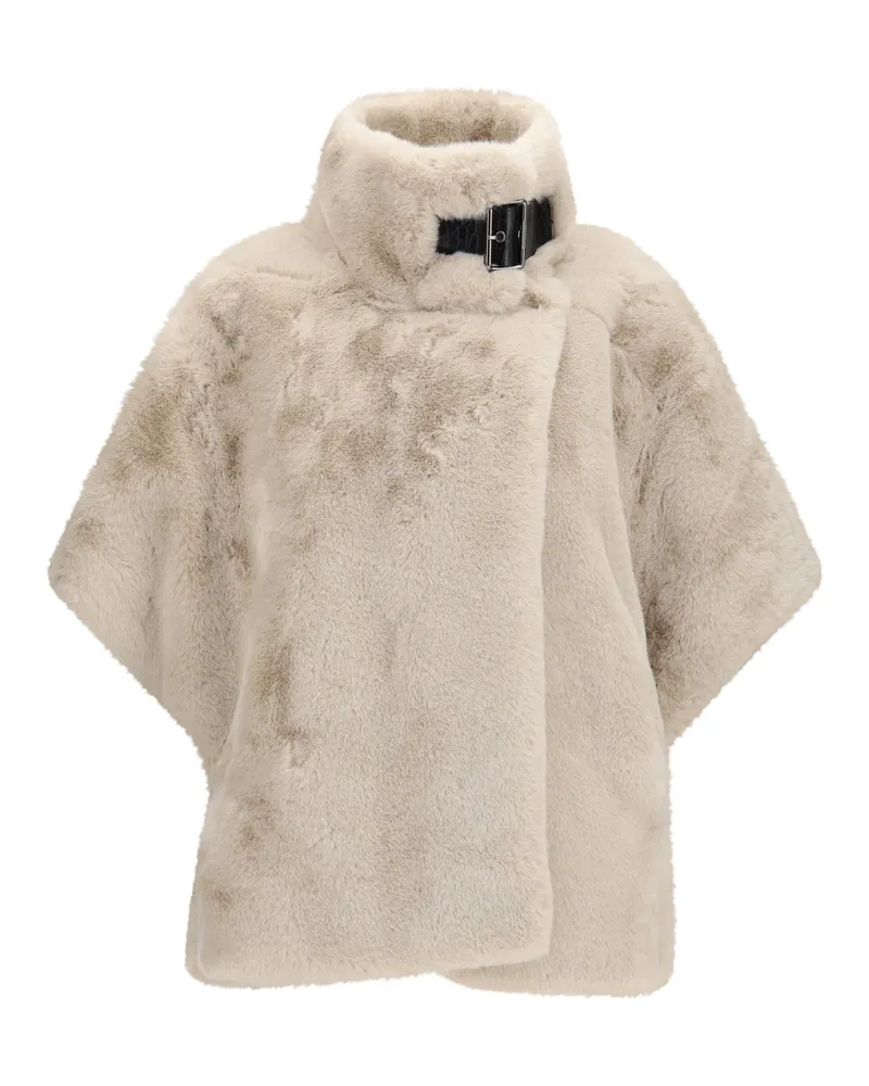 Pinko Faux Fur with Buckle Collar Jacket — Beige Beige
