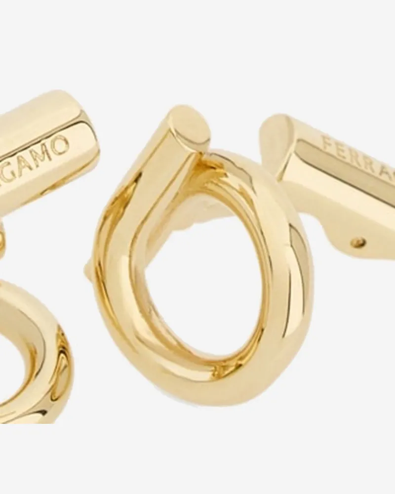 Ferragamo Men's Cufflinks Cummings Brass Gold Accessory Gold