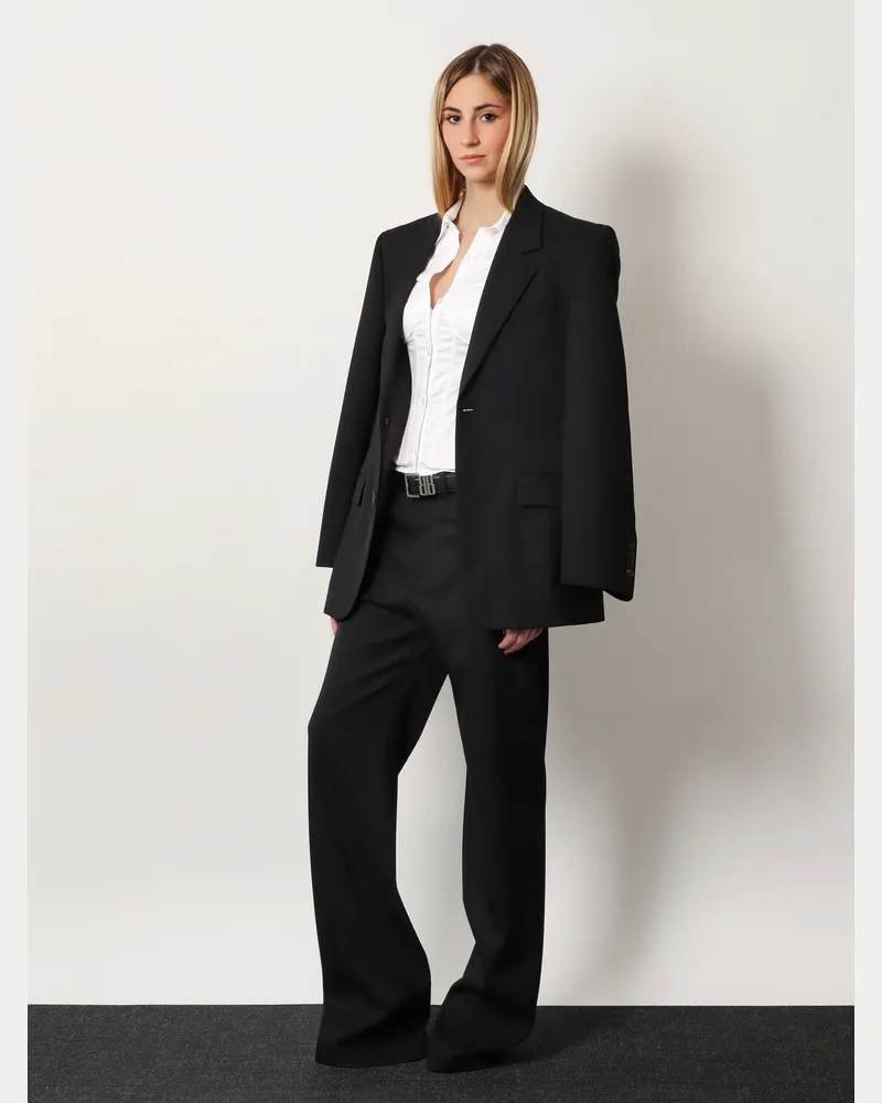 Balenciaga Women's Stretch Wool Trousers Black Black