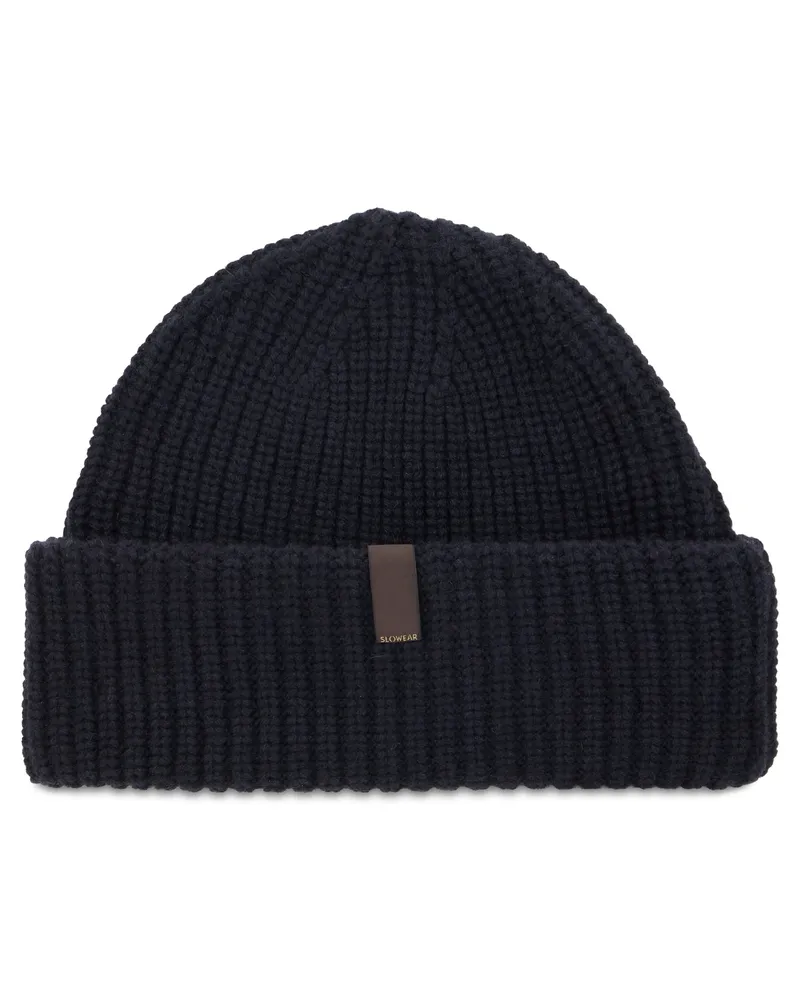 Slowear Men's Knitted Cashmere Hat Blue Black