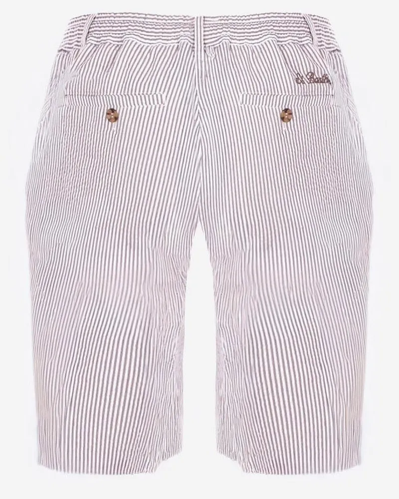MC2 Saint Barth Men's Shorts, Striped Cotton Brown Brown