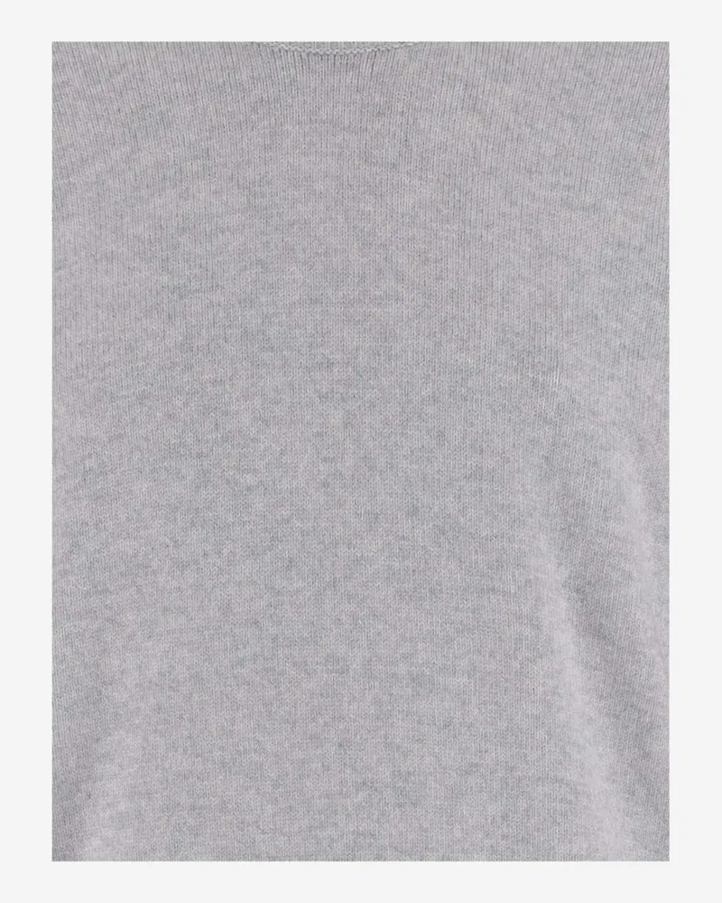 Bottega Veneta Men Cashmere Sweater With Leather Detail Gray Gray