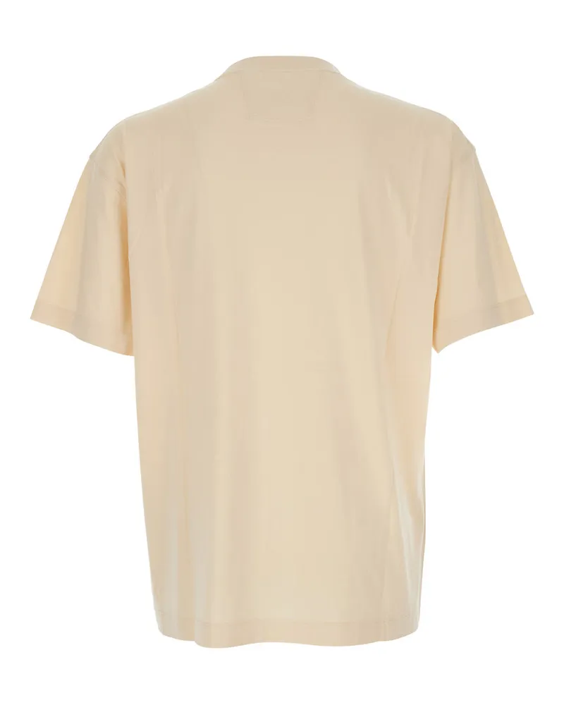 C.P. Company Men's Beige Logo T-Shirt Cotton T-Shirts And Polos Beige