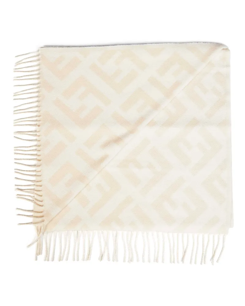Fendi Women's Cashmere Scarf Camelia Ivory Scarfs Ivory