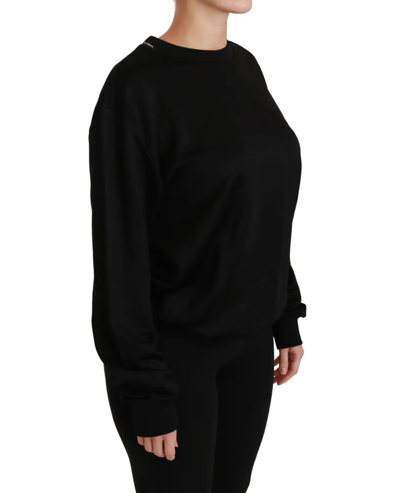 Dolce & Gabbana Women's Black Cotton Crewneck Pullover Sweater Clothing Black