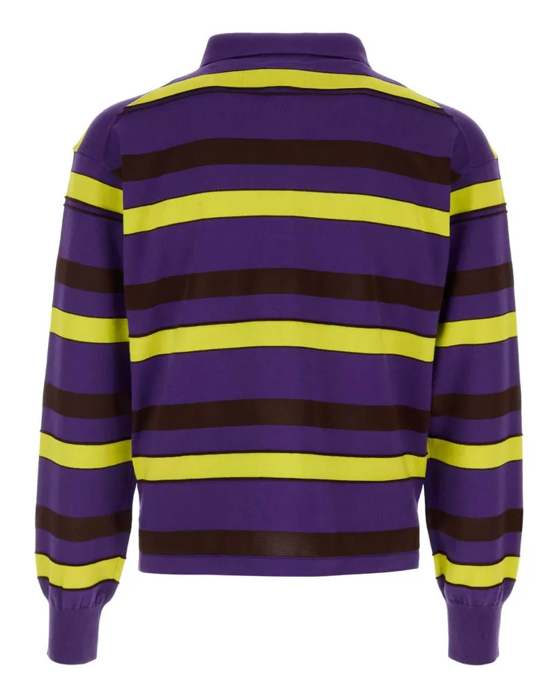 J.W.Anderson Striped Cotton Blend Polo Shirt — Purple Purple