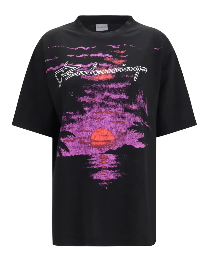 Balenciaga Women T-Shirt Cotton Black T-Shirts & Jerseys Black
