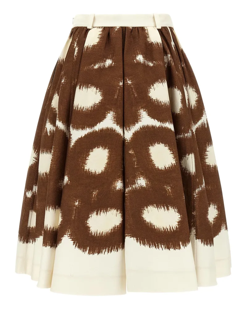 Prada Circle-Print Canvas Skirt — Brown Brown