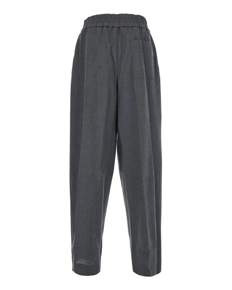 AMI Paris Men's Wide-Leg Wool Trousers Grey Gray