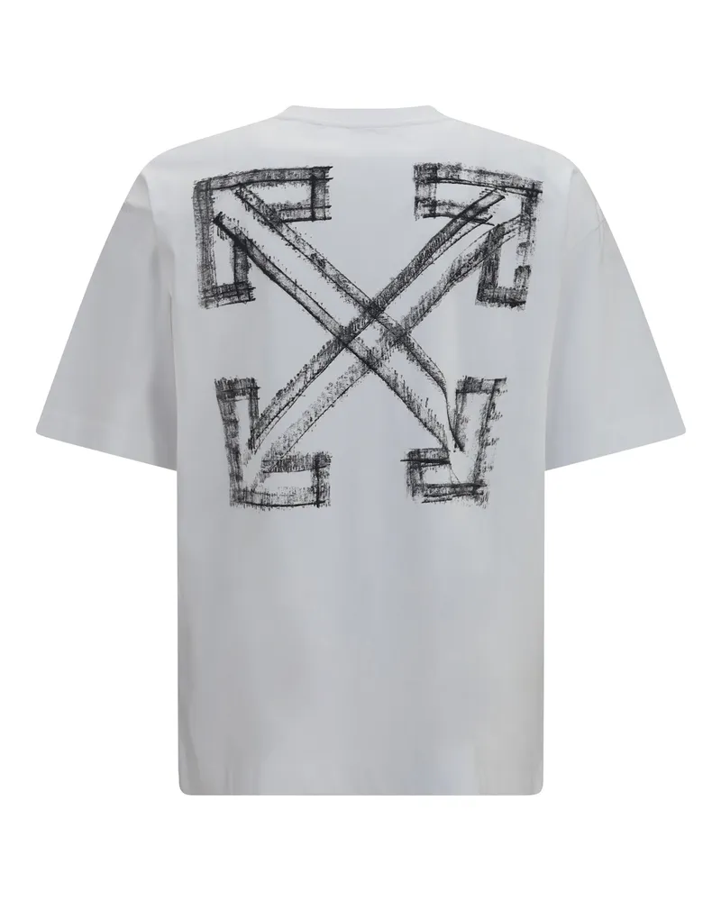 OFF-WHITE Men's T-Shirt Motion Arrow Skate White Cotton T-Shirts And Polos White