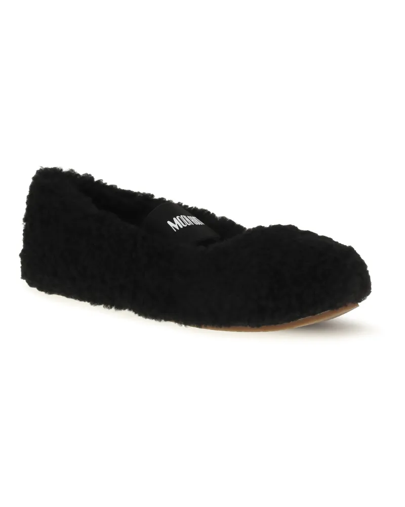 Moon Boot Shearling Ballerina Flat — Black Black