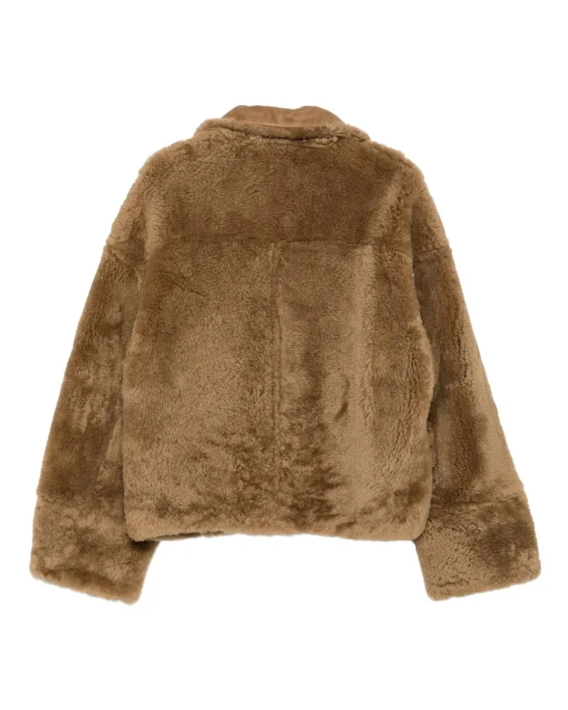 AMI Paris Shearling Jacket — Beige Beige