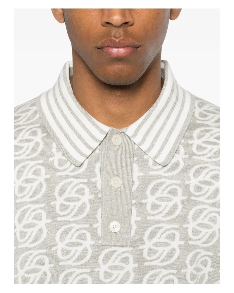 Drôle de Monsieur Monogram Jacquard Polo — Gray Gray