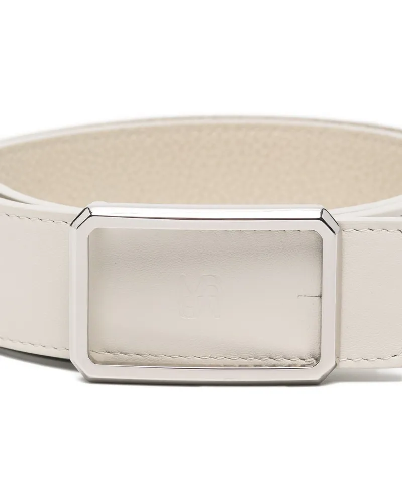 Maison Boinet Leather with Rectangular Buckle Belt — Ivory Ivory
