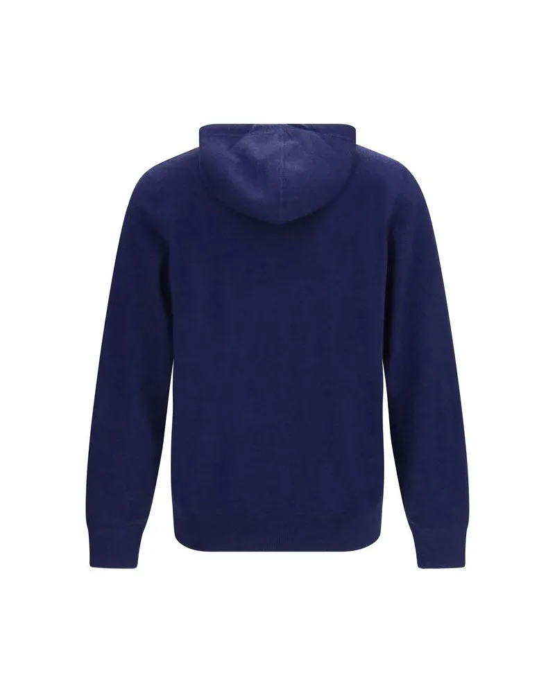 Brunello Cucinelli Cashmere Zip-Up Hoodie — Navy Blue