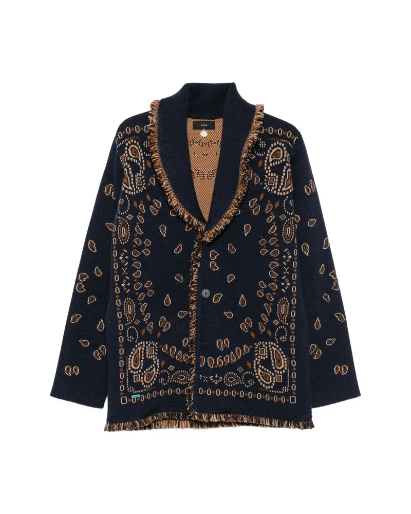Alanui Paisley Jacquard Cashmere Cardigan — Blue Blue
