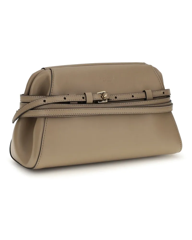 Moschino Belt-Detail Goatskin Clutch — Beige Beige