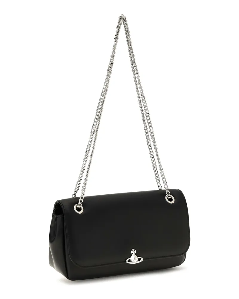 Vivienne Westwood Women's Chain Crossbody Bag Black Polyester Wallet Black