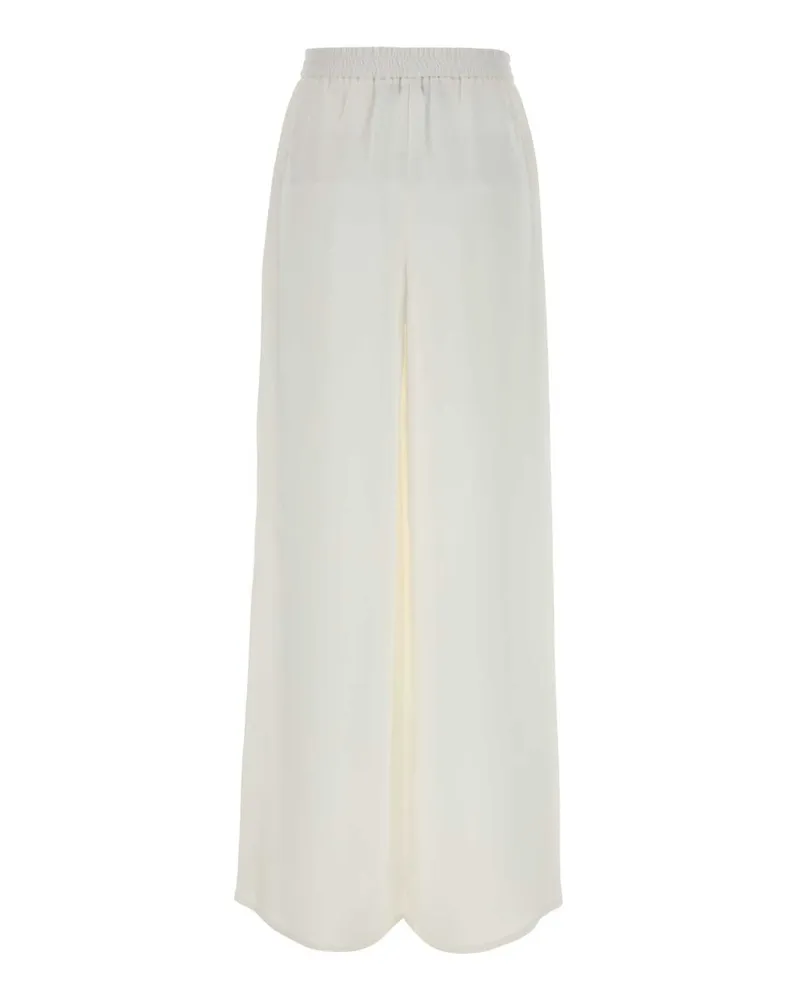 Max Mara Vela Exterior: Silk Pantaloni Trousers White