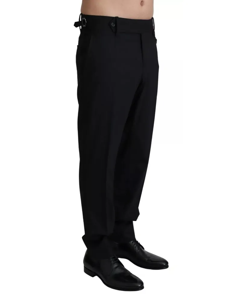 Dolce & Gabbana Men's Black Wool Stretch Dress Trouser Pants Black